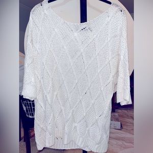 Size large white knit sweater tee shirt